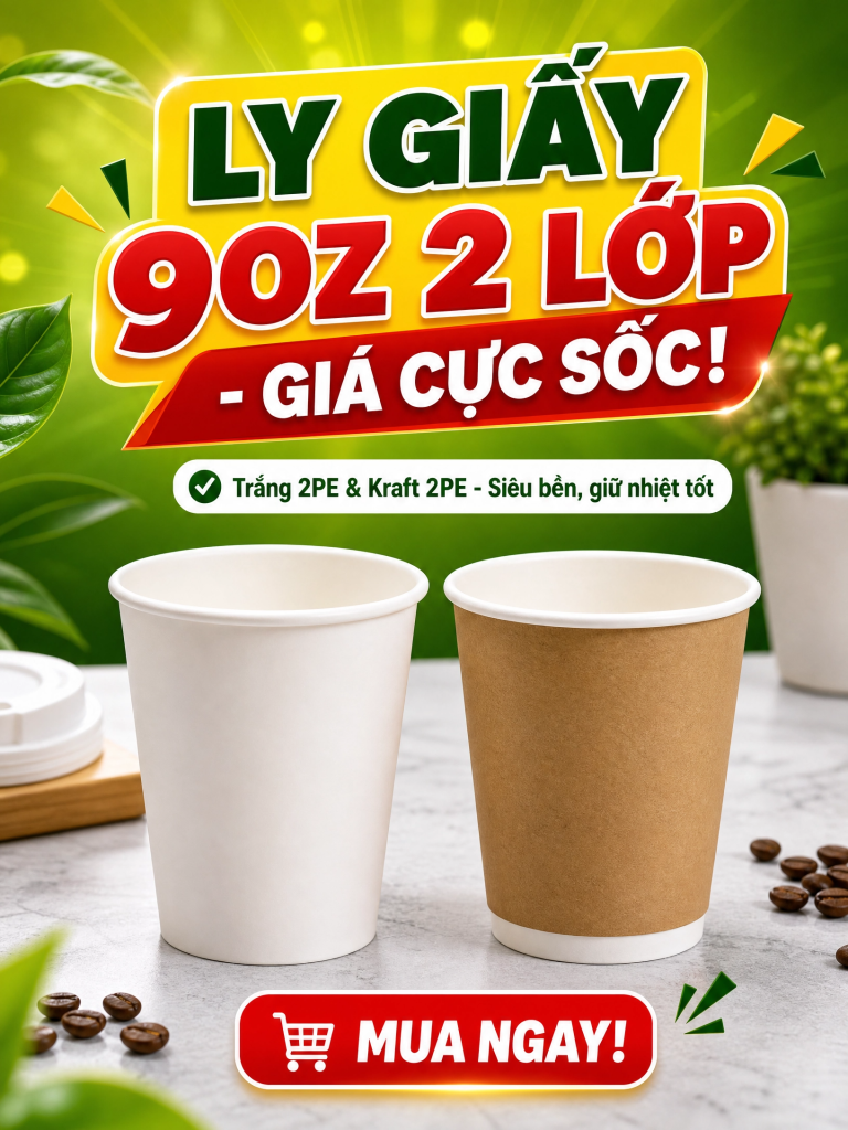 Ly Giấy 2 Lớp 9oz: Giải Pháp Cách Nhiệt Tối Ưu Cho Quán Cà Phê, Trà Sữa